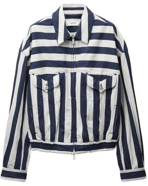 Versace Striped Cotton Denim Blouson - Blue