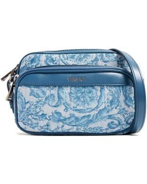 Versace Barocco-Print Messenger Bag - Blue
