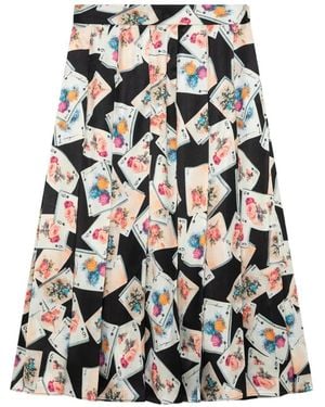 MSGM Playing-Card-Print Pleated Midi Skirt - White