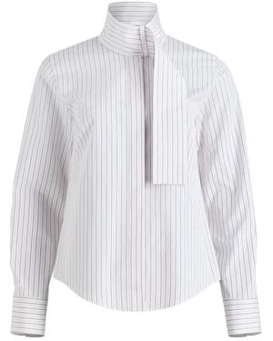 Patou Pinstripe Scarf-Collar Blouse - White