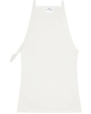 Courreges Halterneck Ribbed Tank Top - White