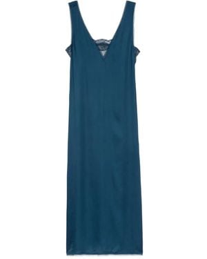Zadig & Voltaire Slip dress midi con ribete de encaje - Azul