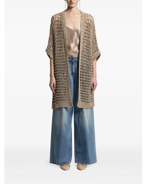 Peserico Mesh Sequin Appliquéd Cardigan - Blue
