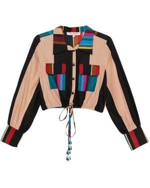 CONNOR & BLAKE Amelia Striped Cropped Shirt - Blue