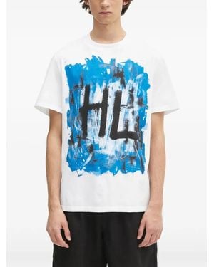 Helmut Lang Logo-Print Cotton T-Shirt - Blue