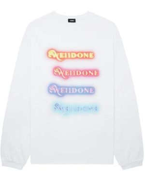 we11done T-Shirt A Maniche Lunghe Con Logo - Bianco
