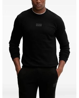 EA7 Logo Crew-Neck Sweatshirt - Black