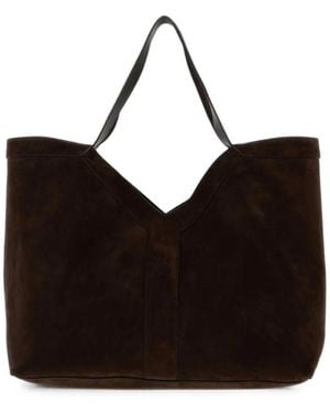 Saint Laurent Large Y-Shaped Suede Tote Bag - Black