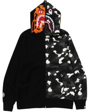A Bathing Ape City Camo Tiger Shark ジップパーカー - ブラック