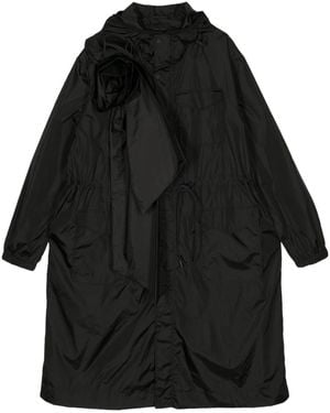 Simone Rocha Rose-Appliqué Utility Tech Parka - Black