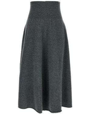 Extreme Cashmere N°388 Ease Flared Midi Skirt - Gray