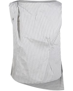 Rohe Stripe-Pattern Draped Top - Gray