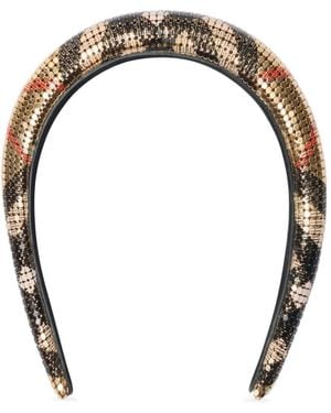 Burberry Kariertes Stirnband Aus Mesh - Mettallic