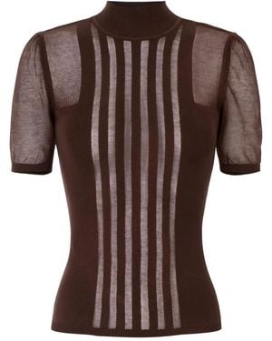 Elisabetta Franchi High-Neck Top - Brown