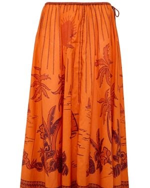 ALÉMAIS Boathouse Graphic-Print Maxi Skirt - Orange