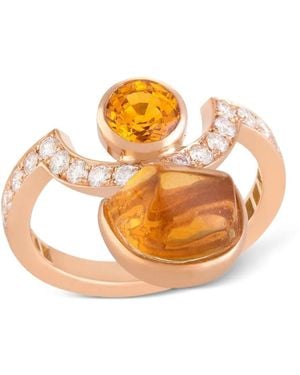 CLARA CHEHAB Half Moon Sapphire And Diamond Ring - Metallic