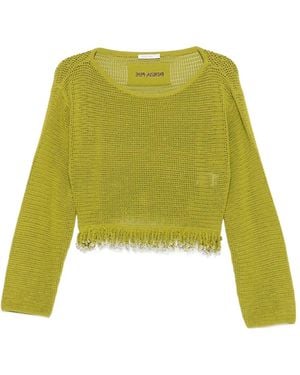 Patrizia Pepe Bead-Embellished Crochet-Knit Jumper - Green
