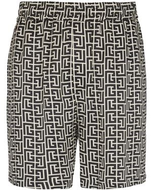 Balmain Monogram Shorts - Black