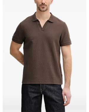 Joop! Textured V-Neck Polo Shirt - Gray