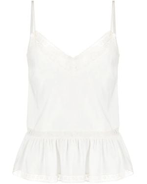 P.A.R.O.S.H. Lace-Trim Silk Tank Top - White