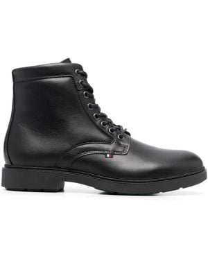 Tommy Hilfiger Lace-Up Leather Boots - Black