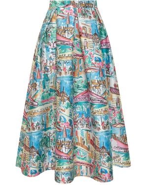 ALESSANDRO ENRIQUEZ Graphic-print Skirt - Blue