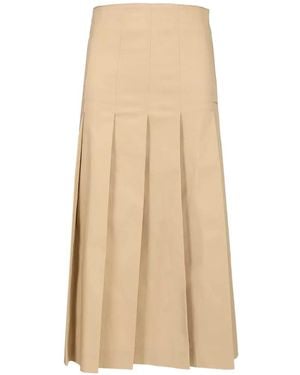 Al Duca d'Aosta Pleated Midi Skirt - Natural