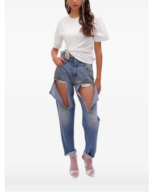 Area T-Shirt À Nœud Orné De Cristaux - White