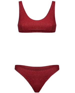 Oséree Lumière Glitter-Effect Bikini - Red