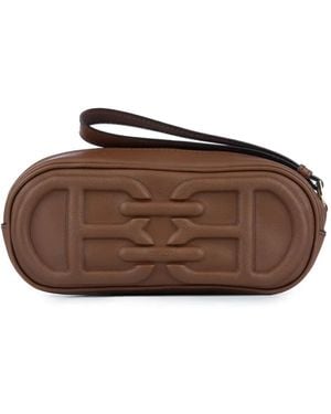 Bally ロゴエンボス クラッチバッグ - ブラウン