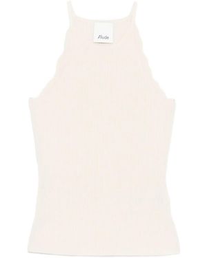 Allude Scalloped Ribbed Tank Top - White