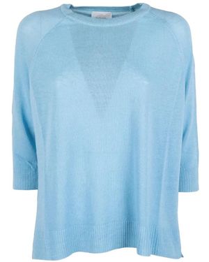 Cinque Raglan-Sleeve Fine-Knit Sweater - Blue