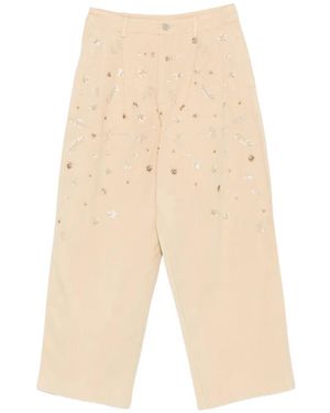 Liu Jo Floral-Embellished Trousers - White