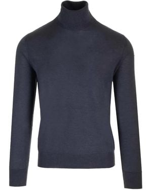 Al Duca d'Aosta Dolcevita Fine-Knit Roll-Neck Jumper - Blue