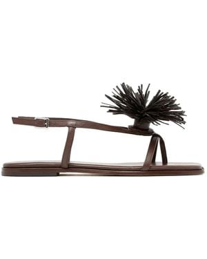 Vic Matié Fringed-Pom-Pom Flat Sandals - White