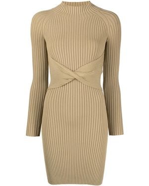 Dion Lee Twist-Detail Ribbed-Knit Minidress - Natural