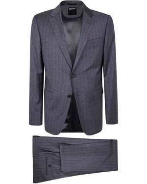 ZEGNA Pinstripe single-breasted wool suit - Azul
