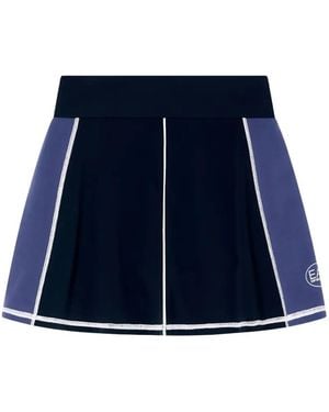 EA7 Logo-Print Panelled Mini Skirt - Blue