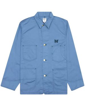 Needles X Smith's Butterfly-Embroidered Twill Shirt Jacket - Blue
