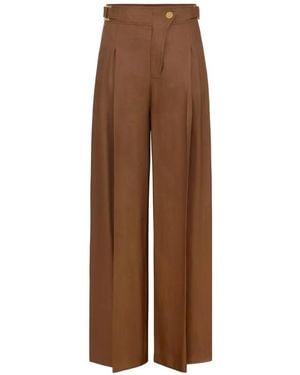 Elisabetta Franchi Linen Blend Pants - Brown