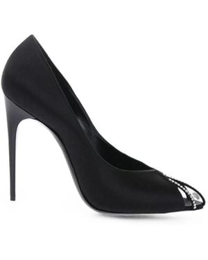 Saint Laurent Rhinestone-Embellished Open-Toe Pumps - Black