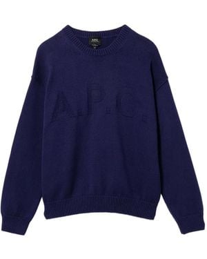 A.P.C. Logo Crewneck Jumper - Blue