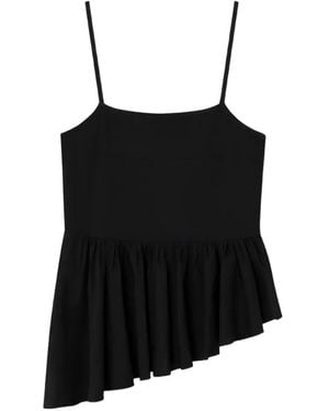 GIMAGUAS Joan Asymmetric Ruffled Top - Black