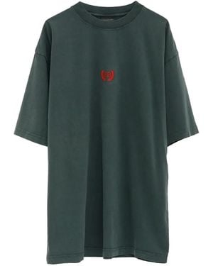 Balenciaga Mock-Neck Logo T-Shirt - Green