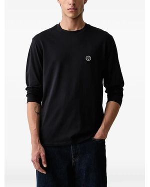 ARMANI EXCHANGE Logo-Patch Long-Sleeve T-Shirt - Black