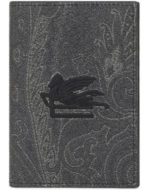 Etro Custodia Passaporto Con Ricamo Paisley - Grigio