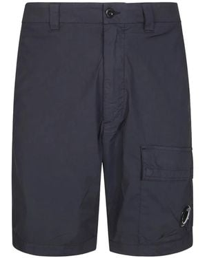 C.P. Company 50 Fili Stretch Loose Lens Cargo Shorts - Blue
