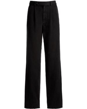 Bally High-Waist Belted Cotton Trousers - Black