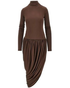 ANDAMANE Vesna Open-Back Draped Midi Dress - Brown
