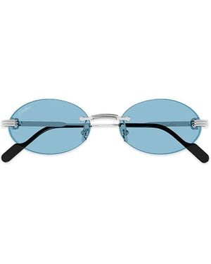 Cartier Occhiali Da Sole Con Montatura Ovale A Giorno - Blu